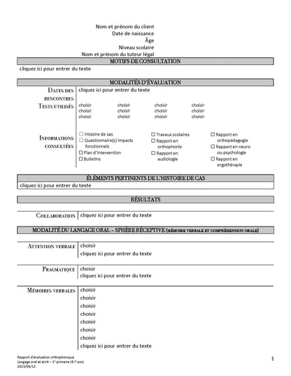Évaluation orthophonique optimisée