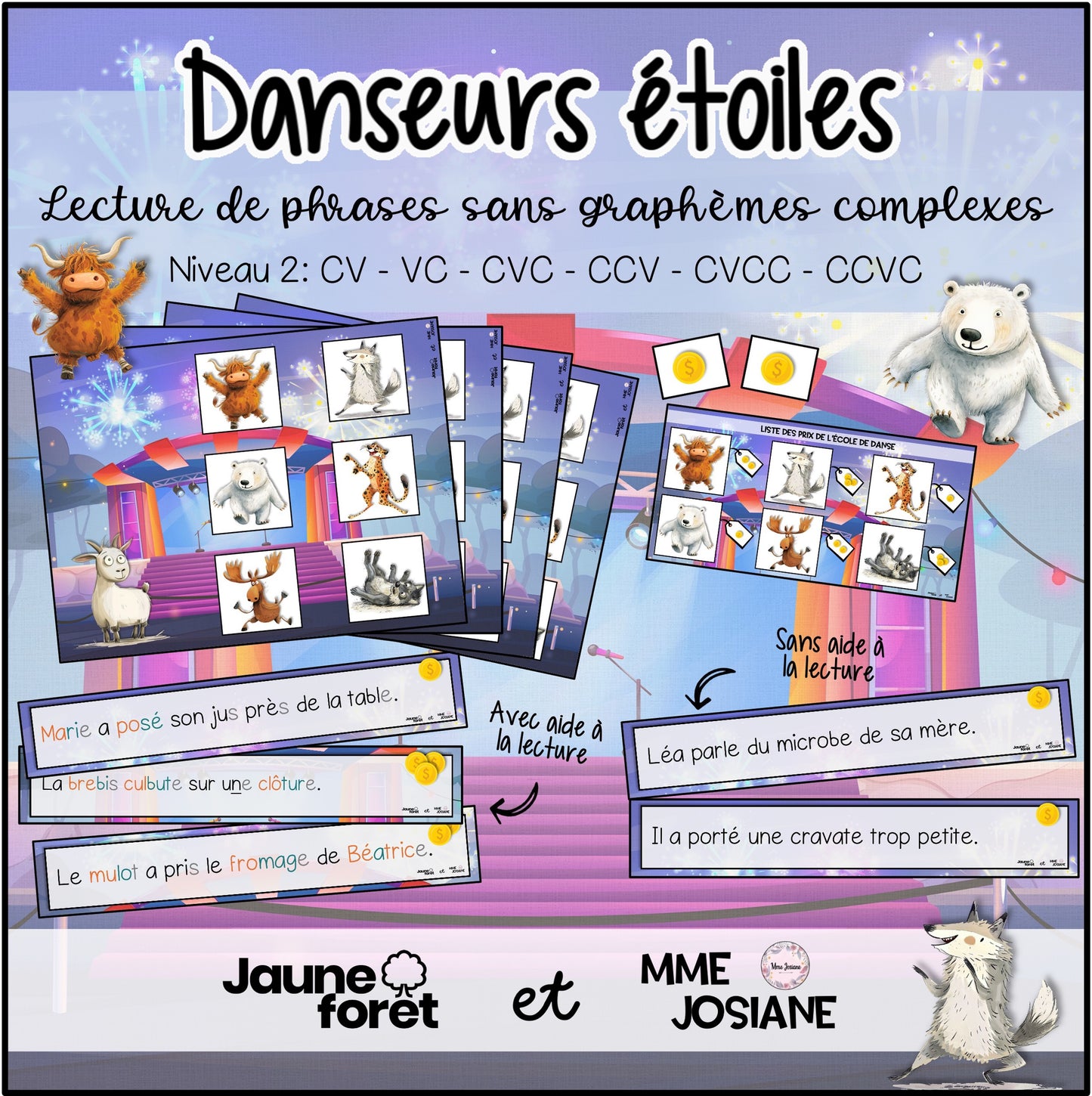 Trousse de lecture - Phrases sans graphemes complexes