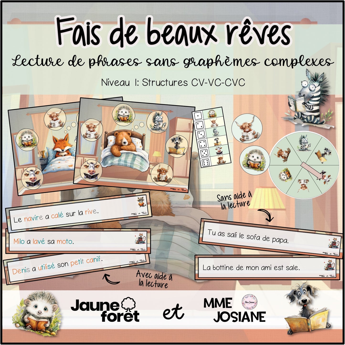 Trousse de lecture - Phrases sans graphemes complexes