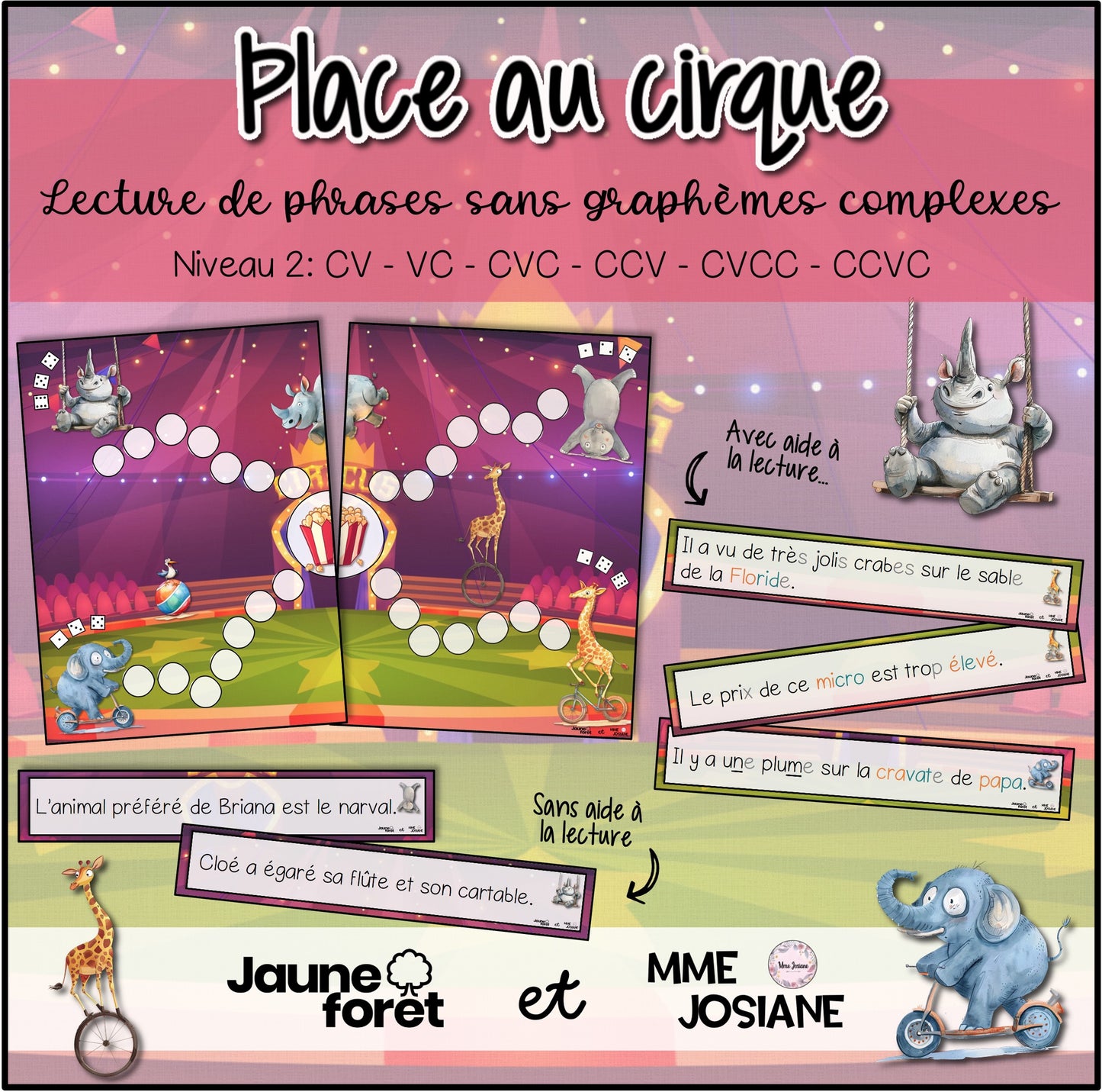 Trousse de lecture - Phrases sans graphemes complexes