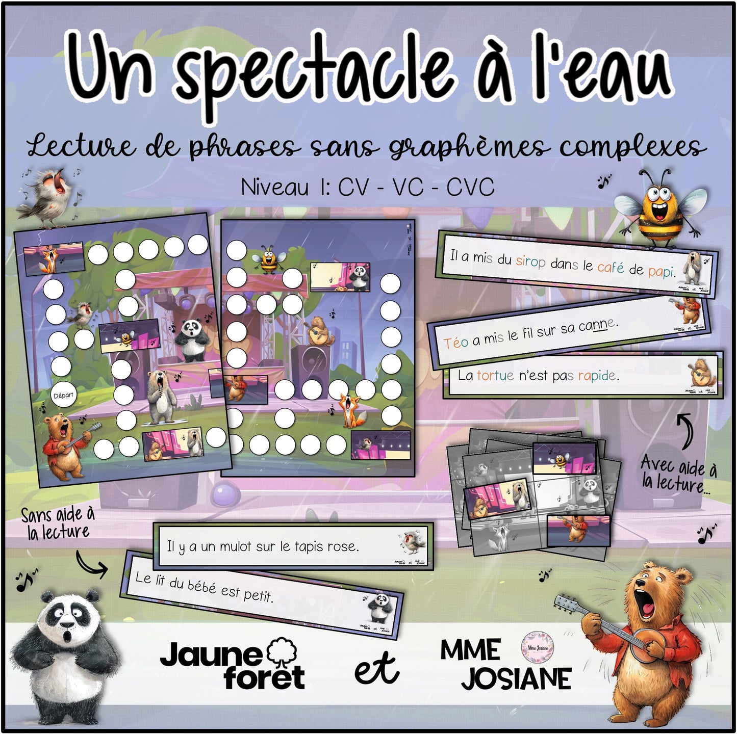 Trousse de lecture - Phrases sans graphemes complexes
