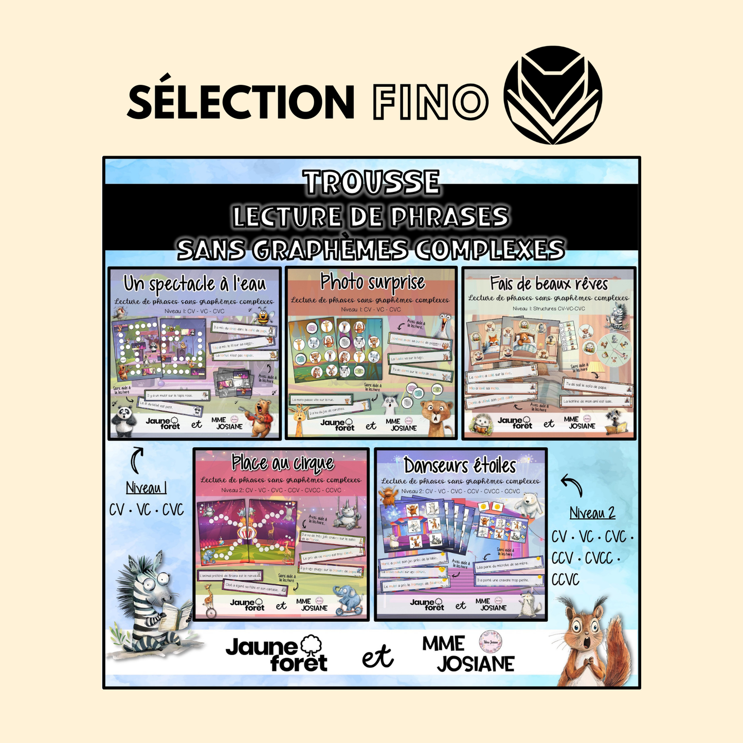 Trousse de lecture - Phrases sans graphemes complexes