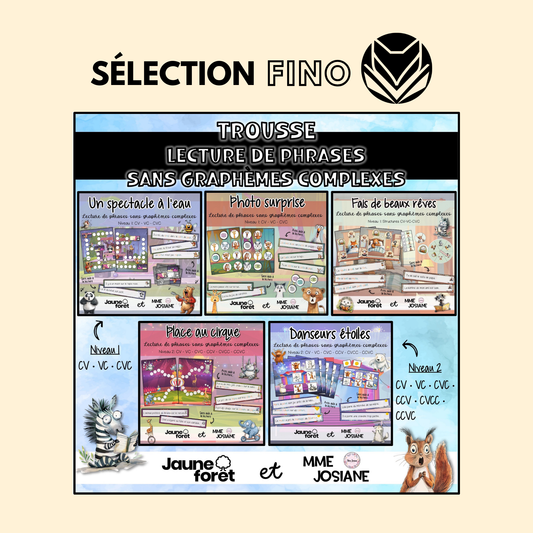 Trousse de lecture - Phrases sans graphemes complexes