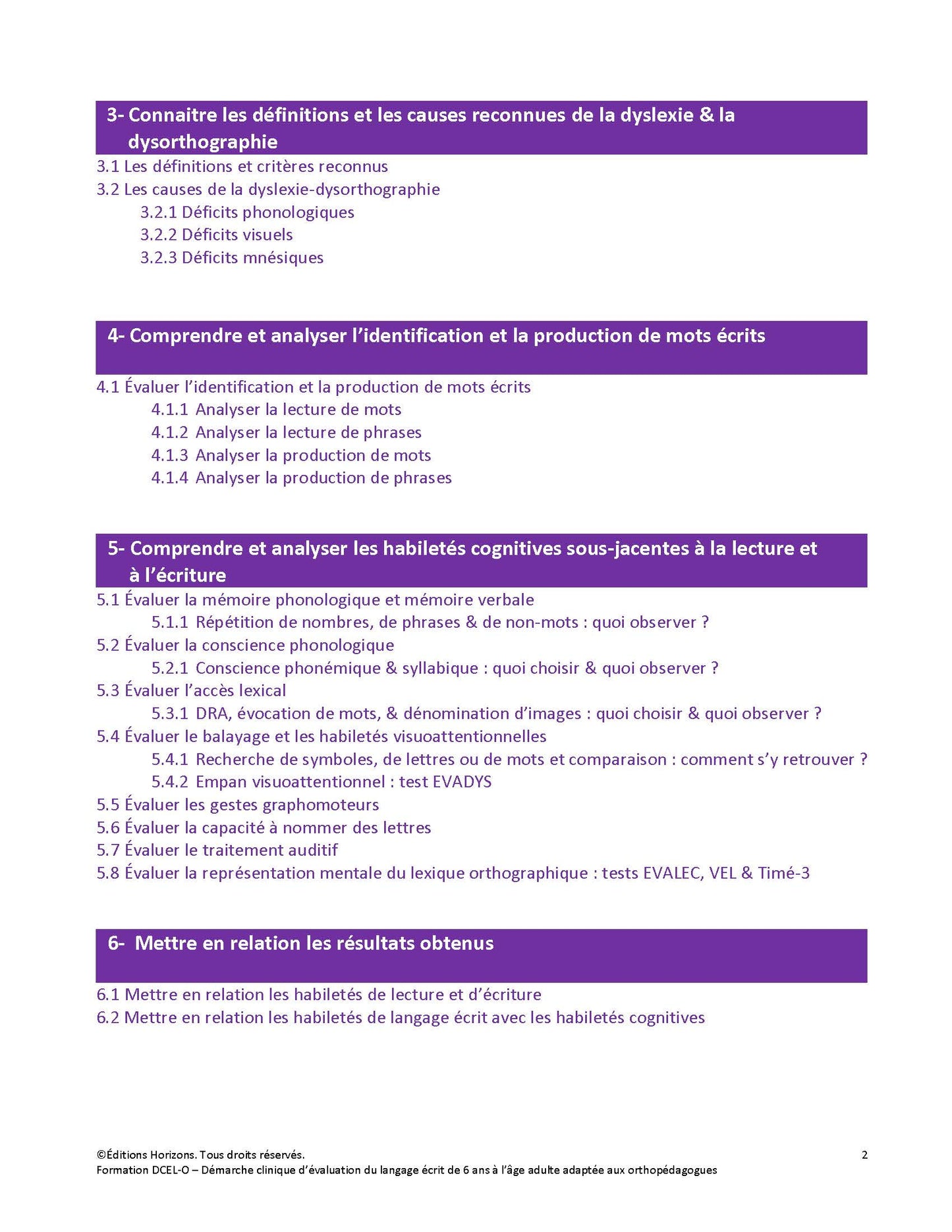 DCEL-O: Comprendre et analyser les habiletés en lecture et en écriture de 6 ans à l'âge adulte