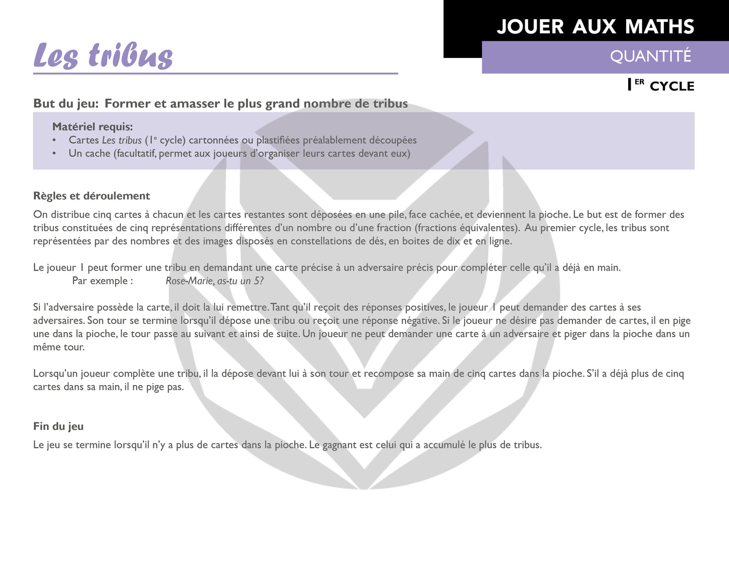 Les tribus - Collection Jouer aux maths